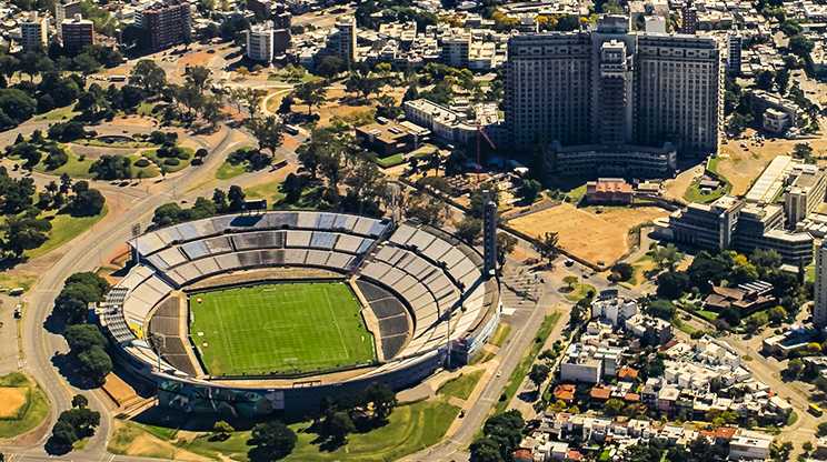 Estádio Centenário visto de cima, em Montevidéu.