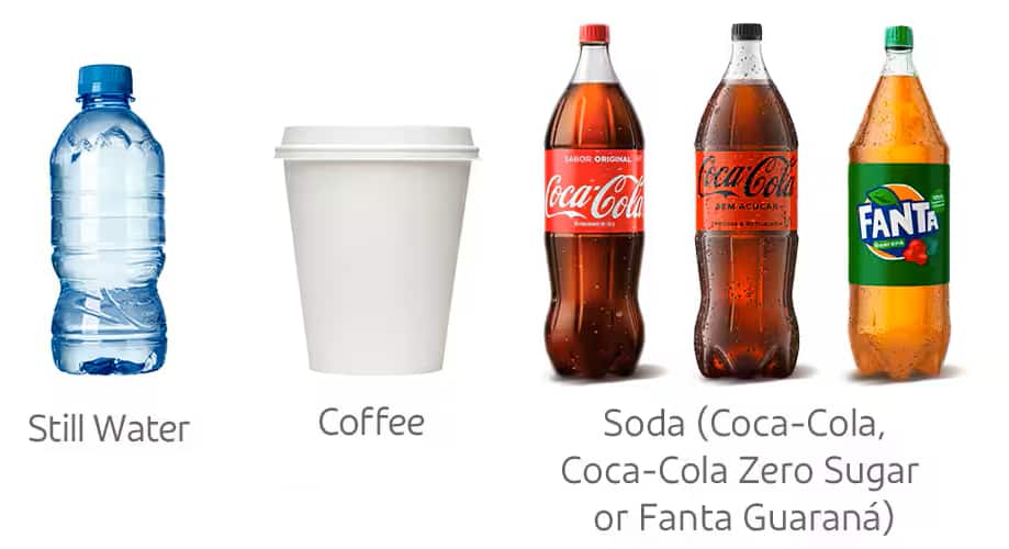 Still Water, Coffee, Maguary Juice, Soda (Coca-Cola, Coca-Cola Zero or Fanta Guaraná)