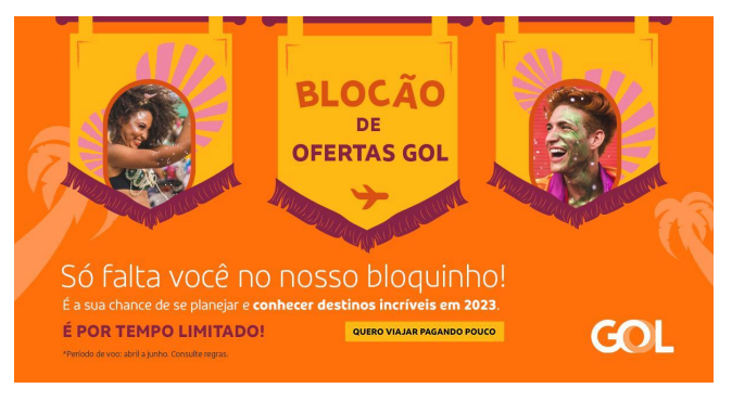 Banner da campanha Blocão de ofertas GOL