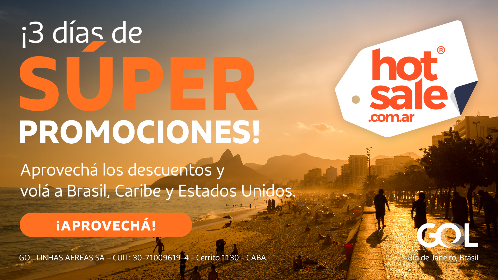 Banner em espanhol sobre os três dias de super promoções durante a HotSale