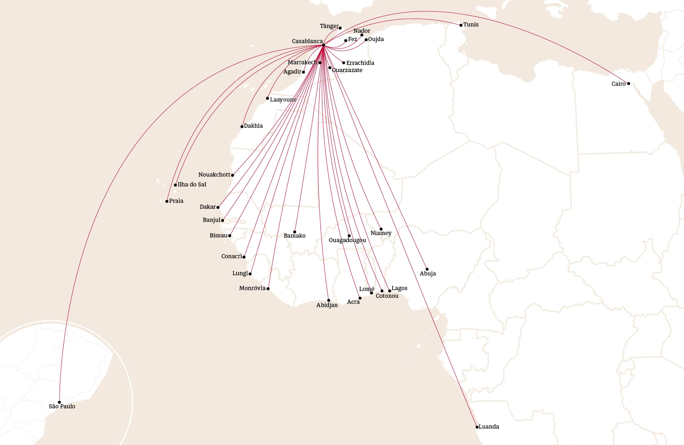 Mapa mostrando os caminhos percorridos pela parceira