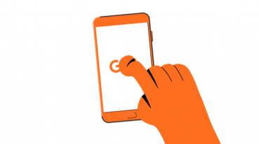 Ilustração com fundo branco de uma mão clicando na tela de um smartphone com a logo da GOL